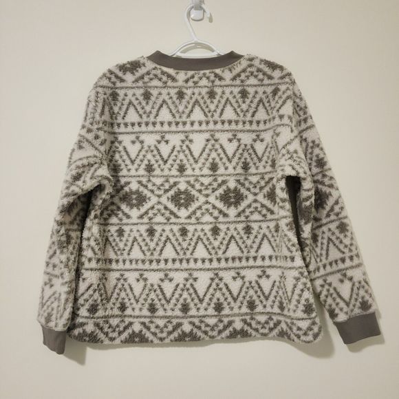 UGG Koolaburra Womens Sherpa Sweatshirt Gray White Scandinavian Pattern Size M - Picture 3 of 8